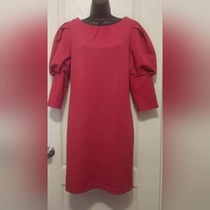 New York & Company Pink Puff Sleeve Mini Dress Size Medium EUC